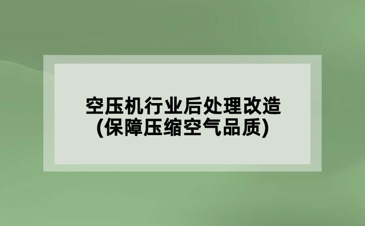空压机行业后处理改造(保障压缩空气品质)